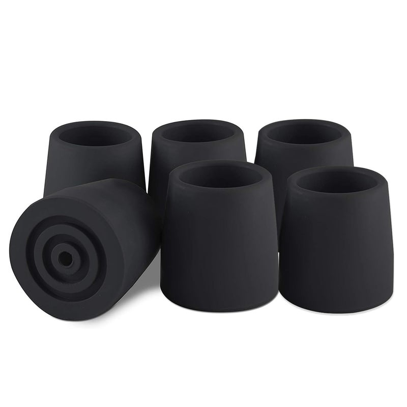 aiGear Anti Skid Rubber Tips Bore Diameter 1.1 inches (28 mm) 6 Pack for Tactical Walking Stick Bottom Non-Slip |Black